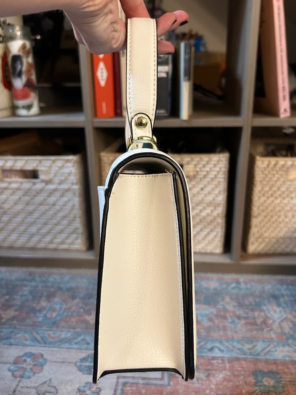 KARL LAGERFELD Legacy Simone White Crossbody Bag Top Handle Color Logo LIKE NEW - Picture 13 of 16